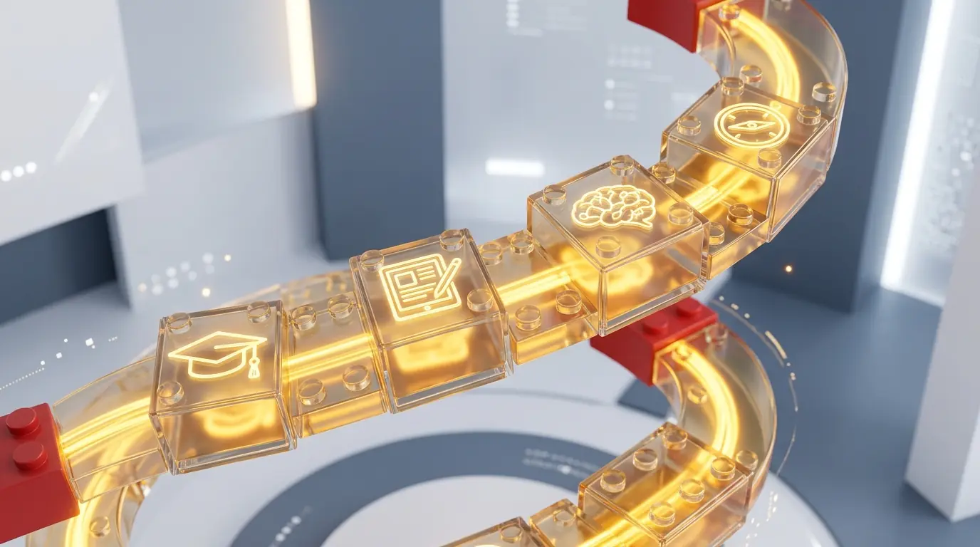 The Golden Thread Ecosystem: Interlocking blocks representing a student's journey