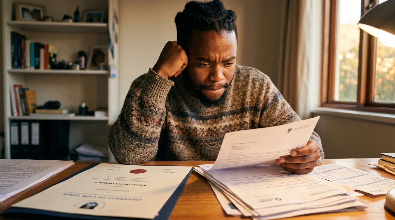 Conceptual image illustrating the hidden financial and emotional costs of dropping out of university in South Africa