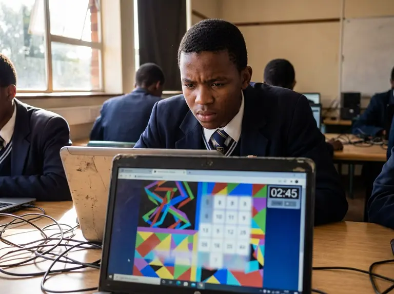 Learner completing a timed reasoning assessment