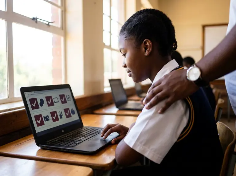 Learner choosing recommended subjects on a laptop